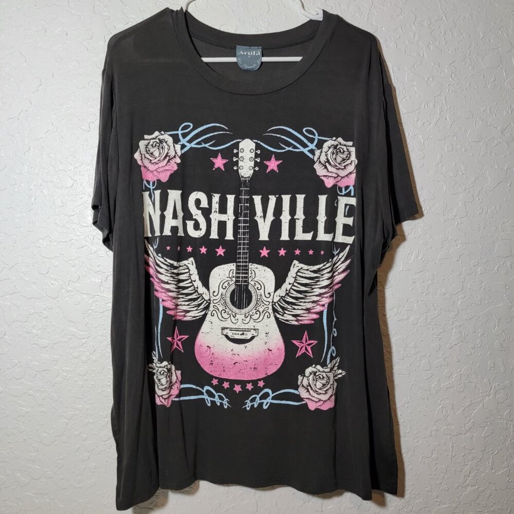 Arula Sun Graphic T-Shirt Nashville Guitar  Music Plus Size Summer Top Size XL